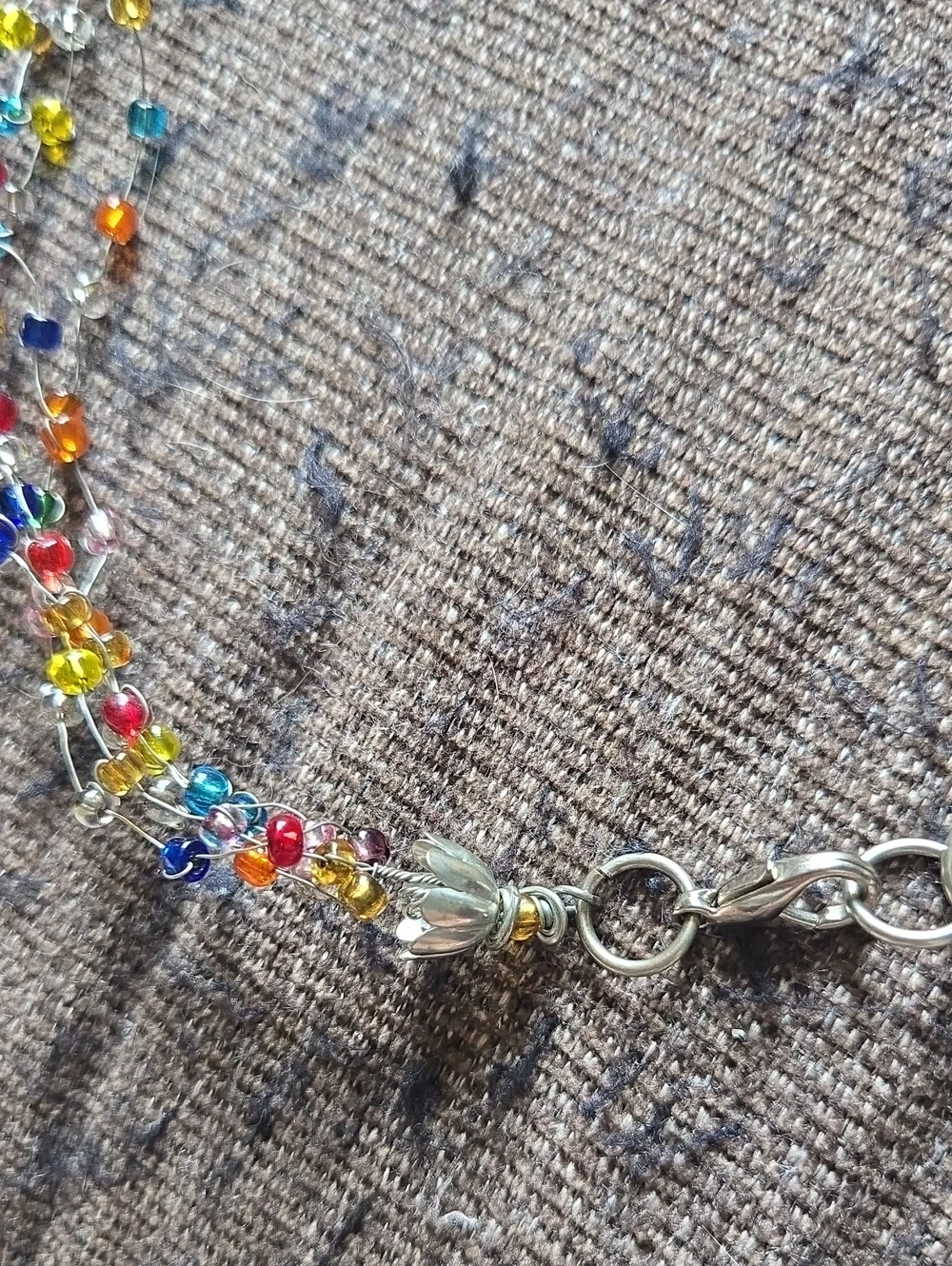 Vintage Artisan Multicolor Glass Bead Layered Necklace Adjustable 💫 - Picture 2 of 4